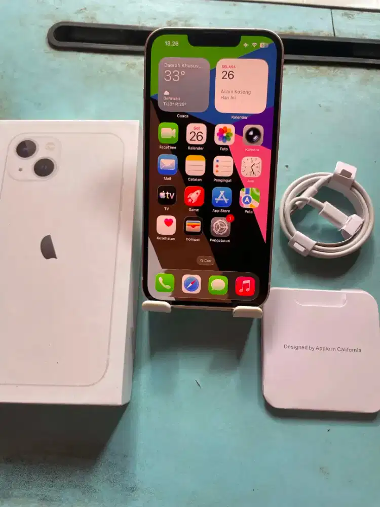Iphone 13 128gb white inter fullset mulus all operator