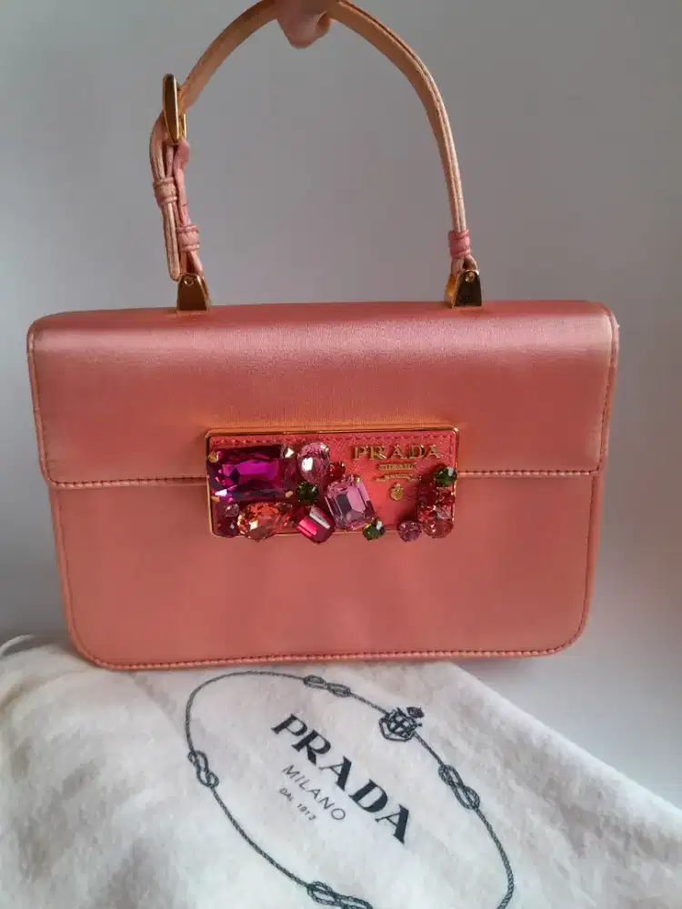 AUTHENTIC Prada Raso Stones Evening Handle Bag