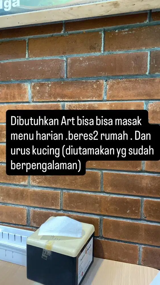 dibutuhkan art bisa masak