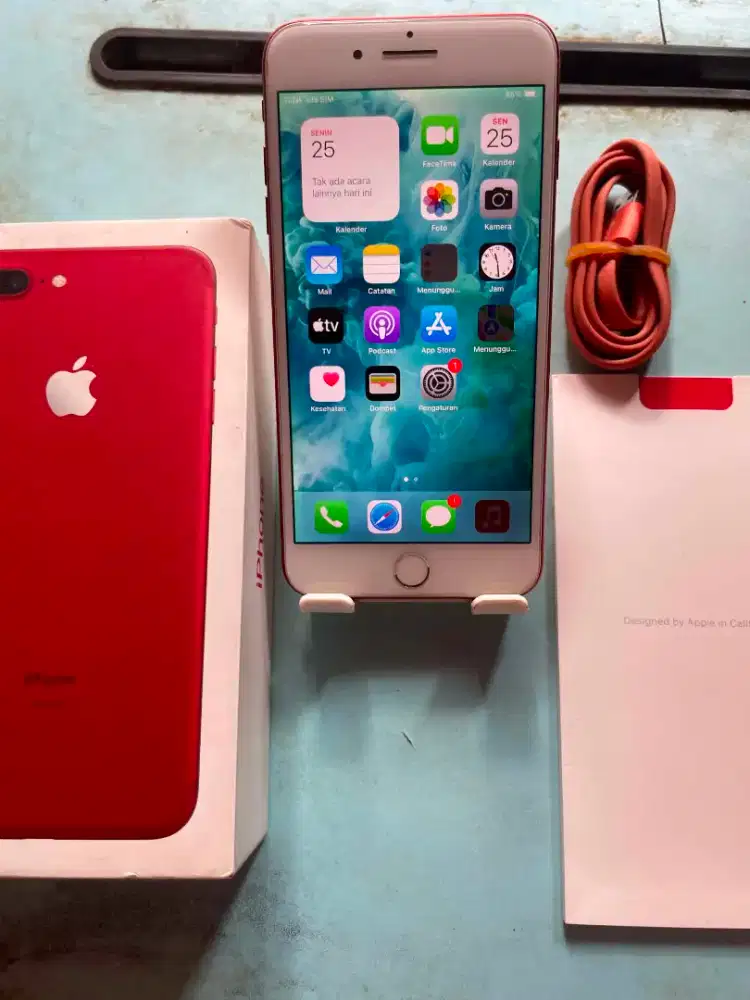 Iphone 7 plus 128gb red inter lengkap normal all operator