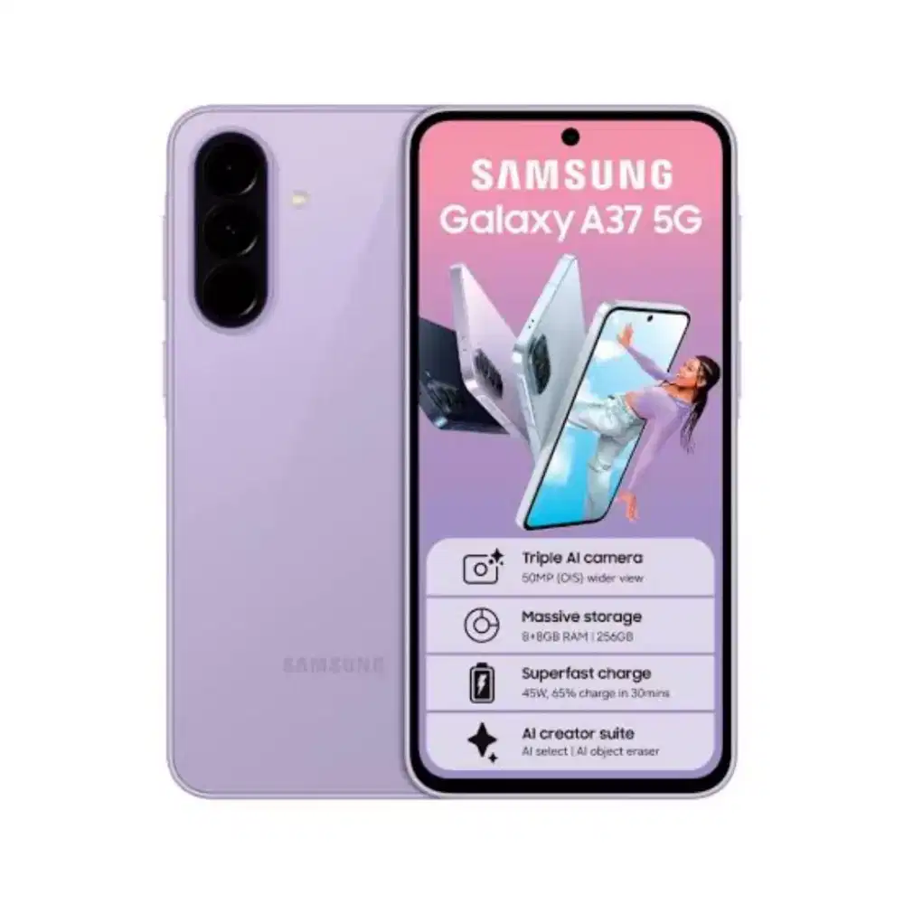 SAMSUNG A37 5G 8/256GB, GARANSI RESMI 1 TAHUN & FREE ASURANSI 6 BLN