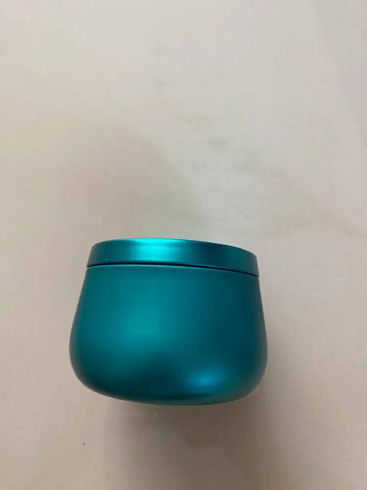 WADAH KECIL BULAT/ TIN CAN– BAHAN KALENG - HIJAU TOSCA – LIKE NEW