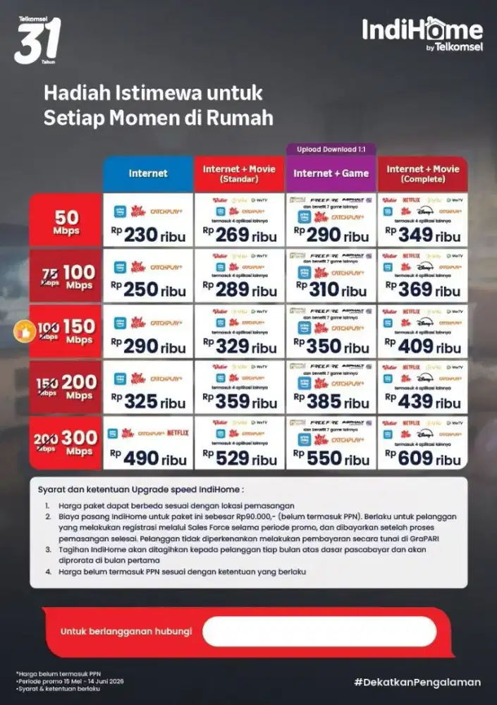 Promo indihome spesial ultah Telkomsel 31th