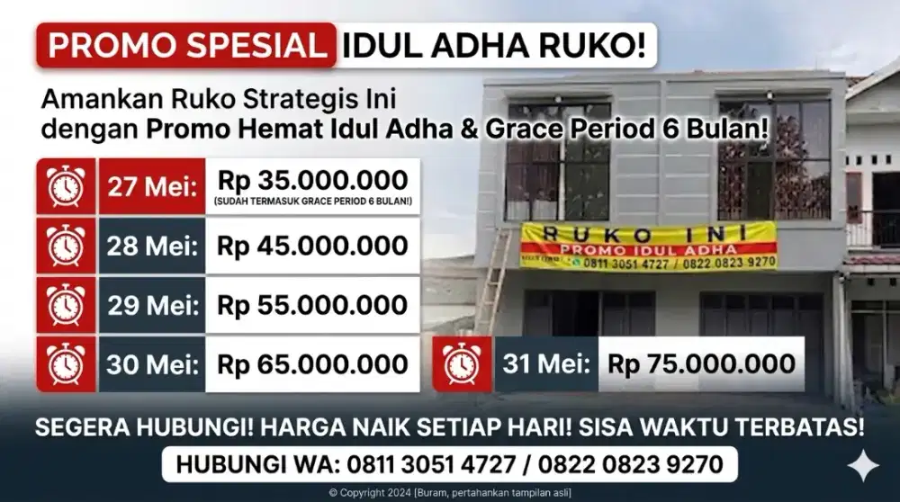 RUKO STRATEGIS 2 LANTAI PROMO LEBARAN