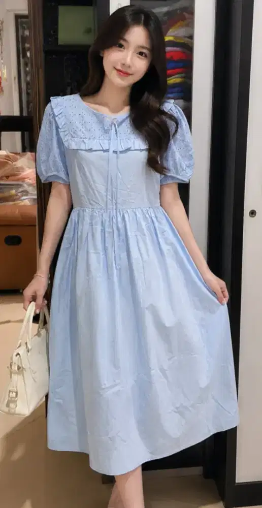Dress wanita baby blue