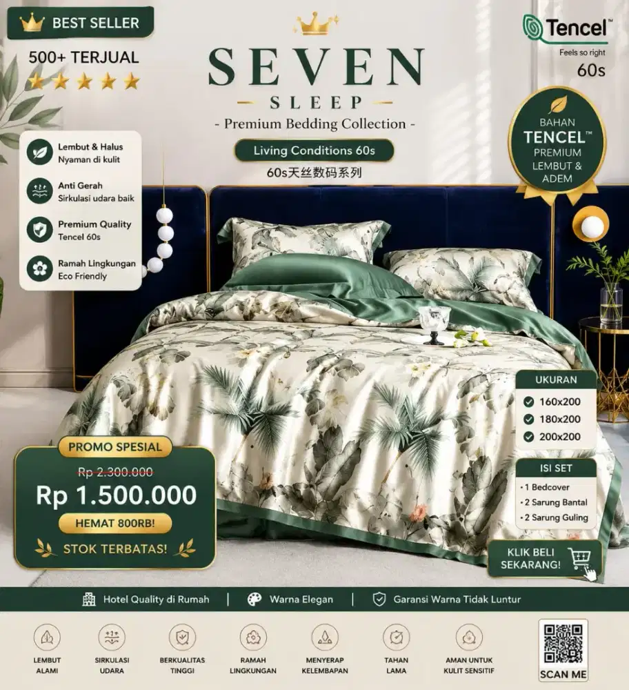 Motif BARU ! -  Bedcover Set Double Bed Tencel 60s