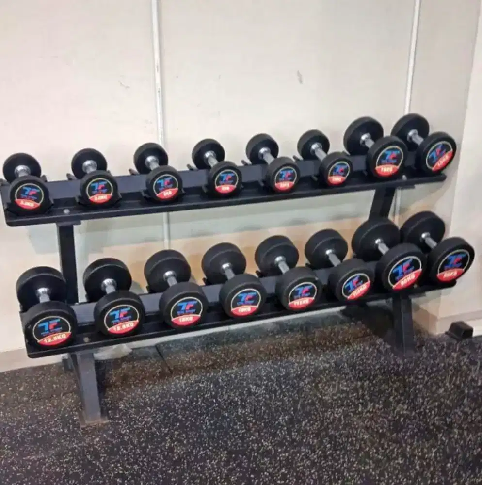 DUMBELL SET 2,5 - 20 KG PLUS RACK LENGKAP ALAT FITNESS GYM CENTER