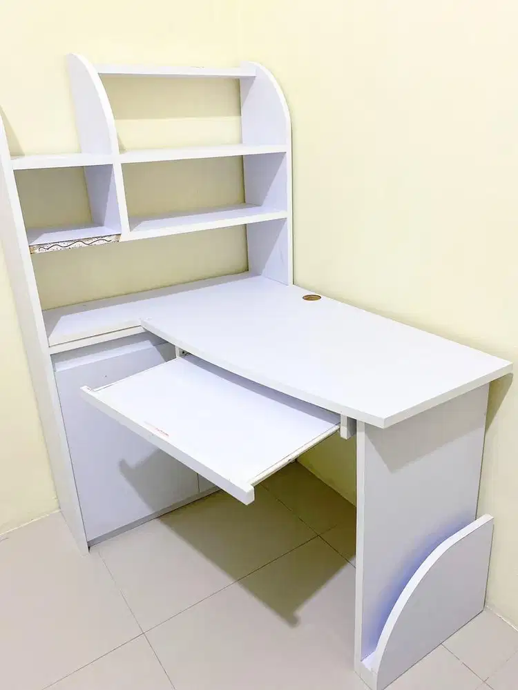 Meja belajar kayu tebal - Meja rak kayu - Meja kerja kayu - Meja kayu