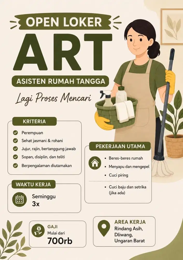 ART/ Pembantu/ Rewang Serabutan Ungaran Barat