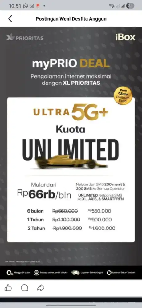 Paket kuota XL unlimited