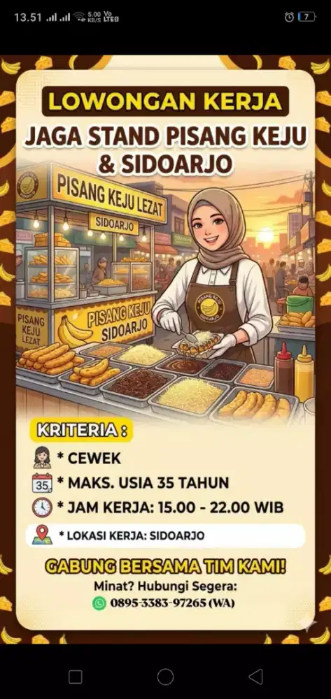 Jaga stand pisang keju