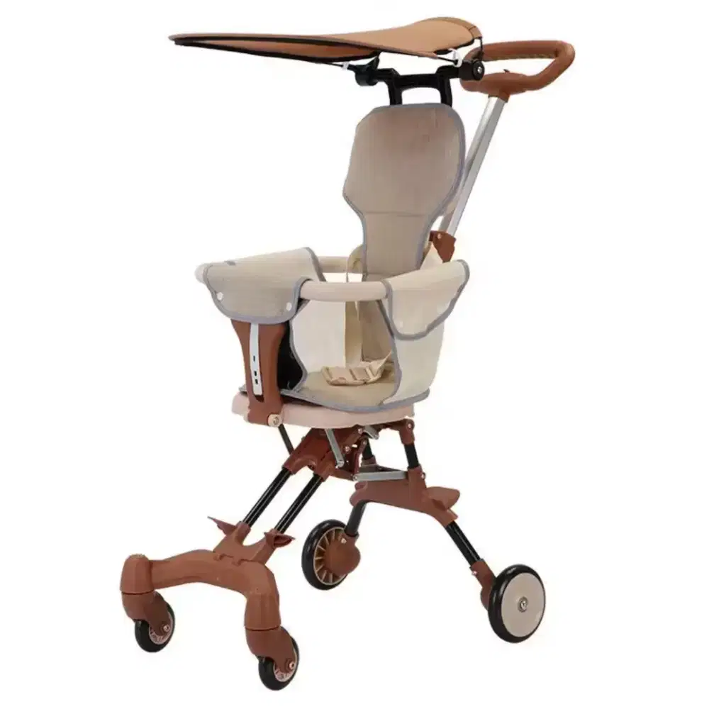 Stroller Lipat Kereta Bayi Pink dan Coklat Cabin Size