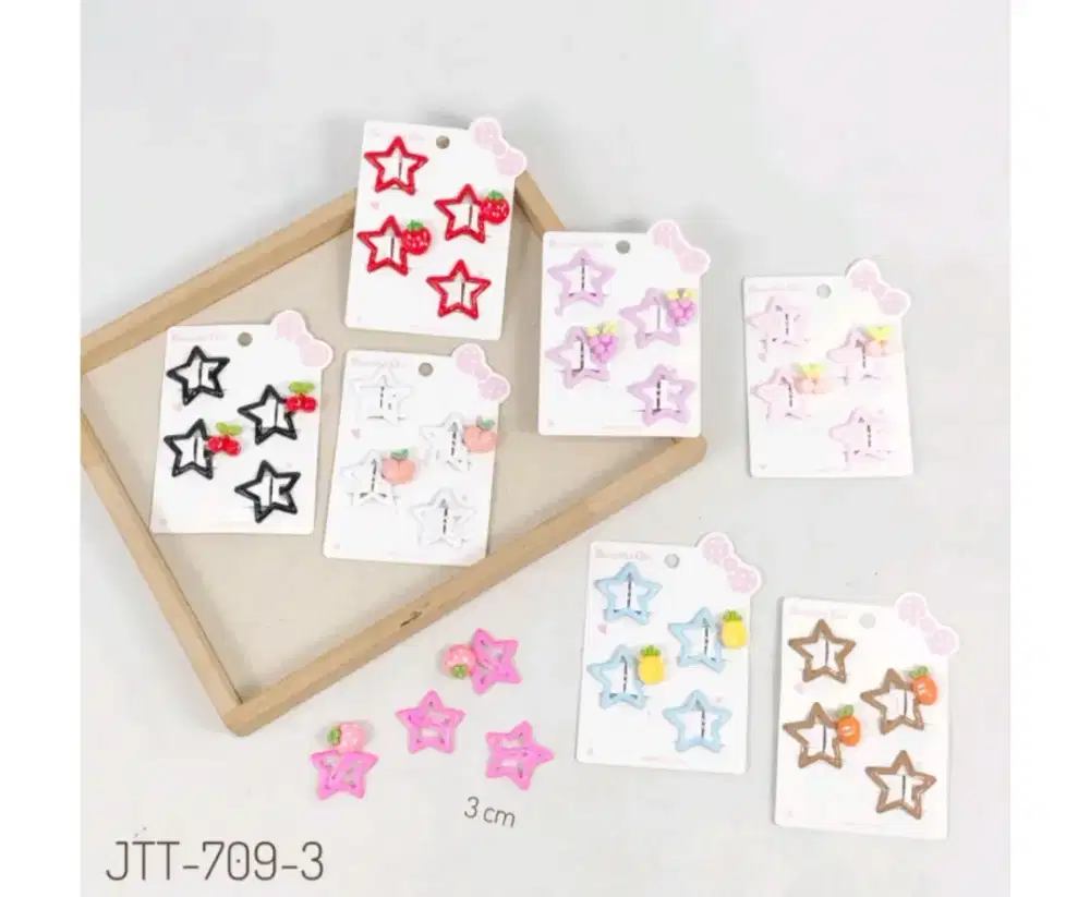 Jepit Aksesoris Tiptop Bintang Set 4 IN 1 Btk Star Acc Cherry Mix 3 CM