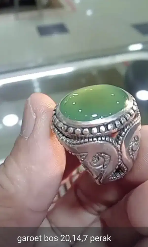 Jual Batu  Garut Kristal  ikatan Cincin Perak Murni ukir 9,25 %