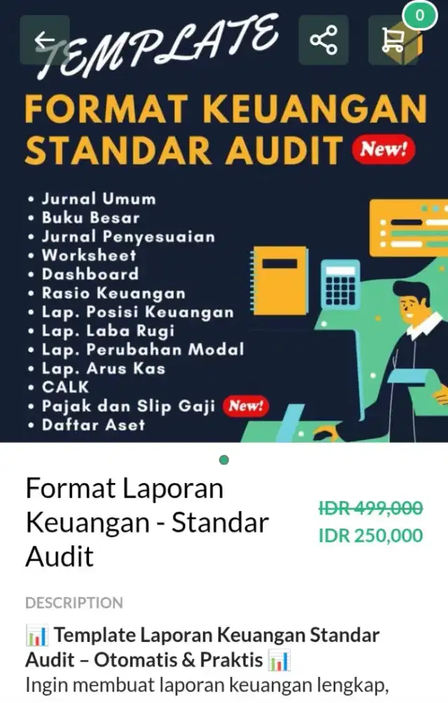 Jual format laporan keuangan standar audit