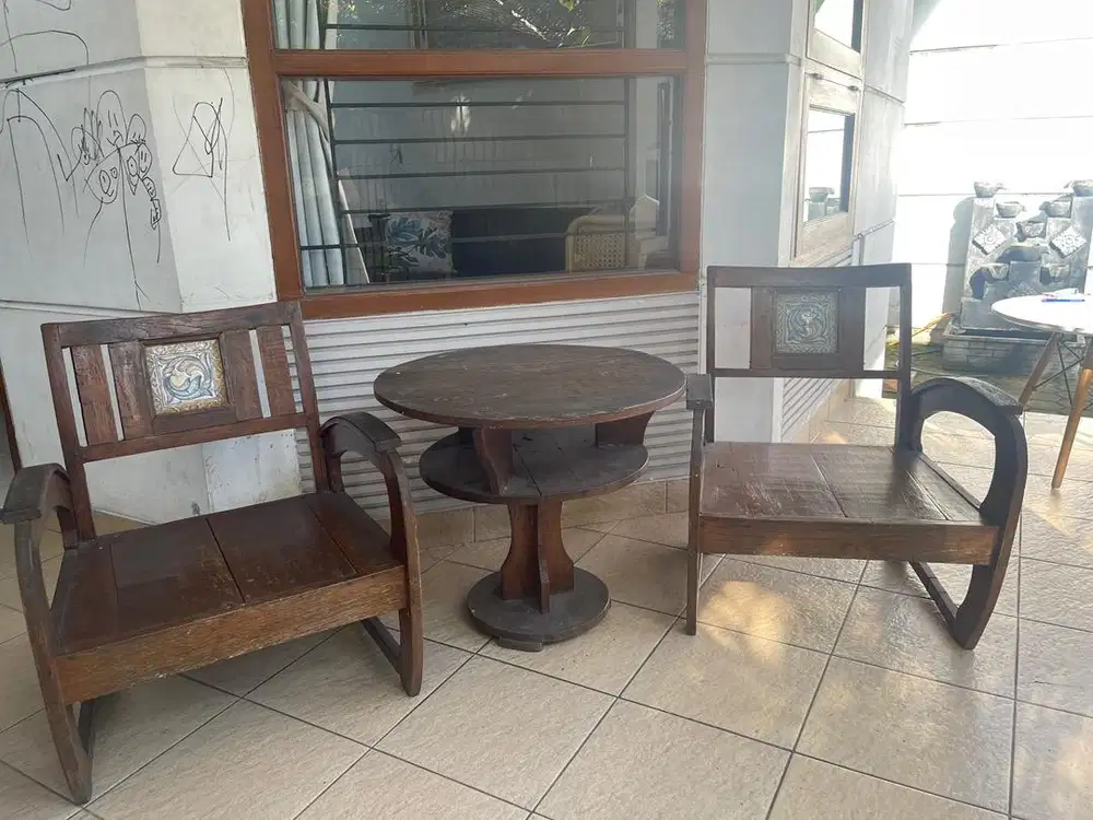 Kursi Jati Marmer Tua Antik Unik