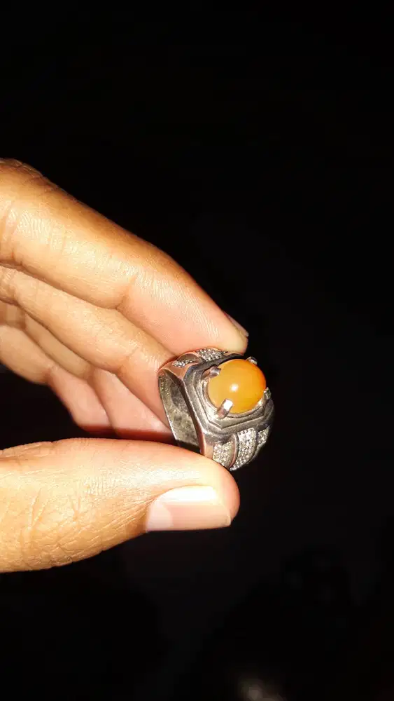 Cincin perak 925 + Batu Akik Jeruk Samarinda