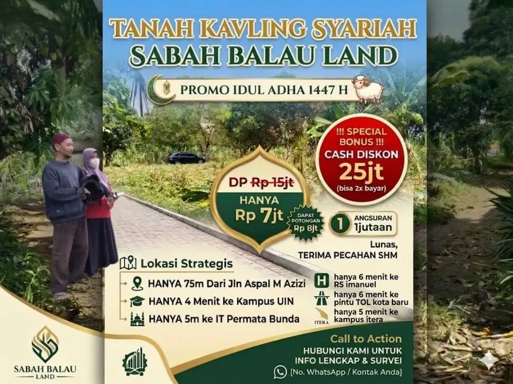 KAVLING SABAH BALAU SUKARAME TANAH DATAR BUAT RUMAH KOS