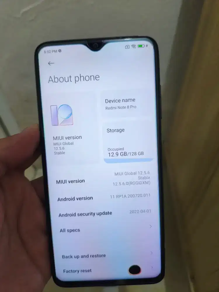 Redmi Note 8 Pro Ram 6GB Internal 128 - Second/Bekas
