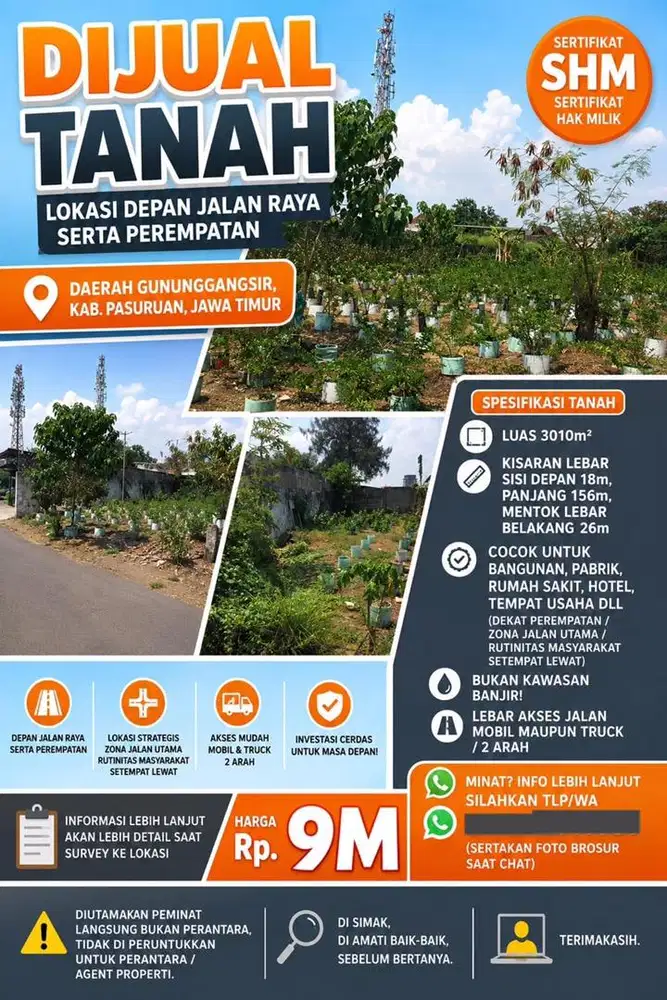 Dijual tanah murah Luas 3010 SHM