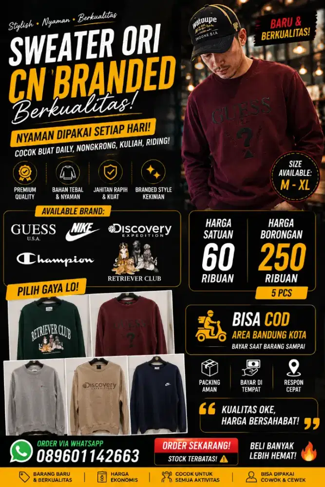 Obral Hemat CN Sweater Branded Ori size M-XL Modis Casual Fashion Baru