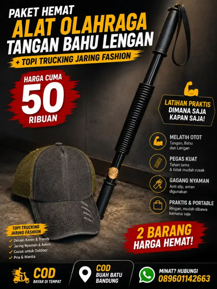 Promo Topi Jaring Fashion Vintage + Alat Pembentuk Lengan Otot Mantap