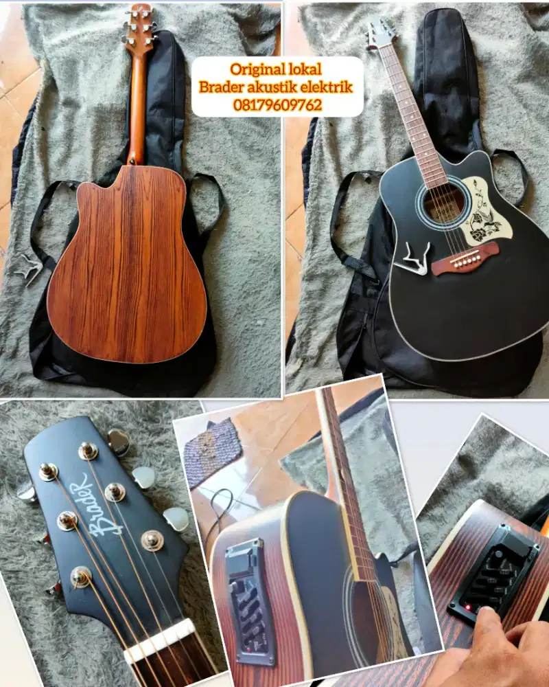 Gitar brader Akustik elektrik original lokal tinggal pakai