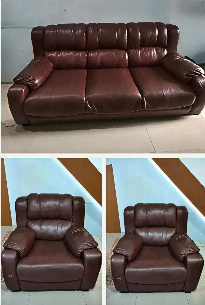 Sofa kulit sintetis 3 baris dan single