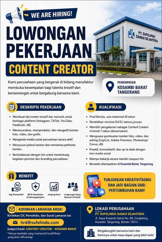 Content Creator, Sales Support dan Admin Produksi