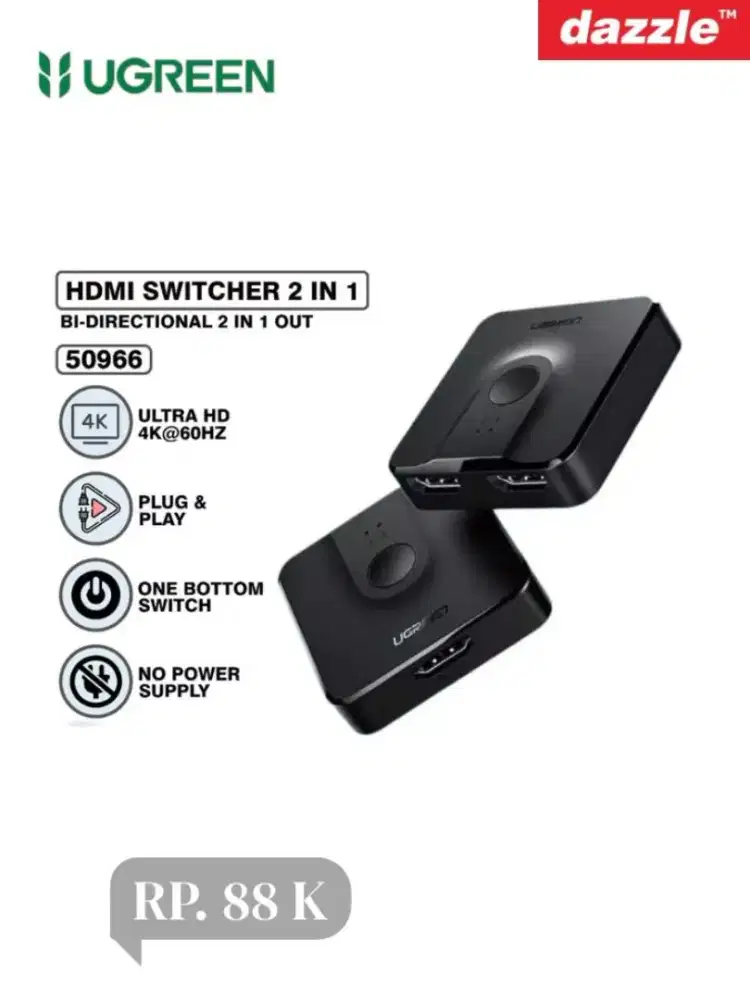 HDMI SWITCHER 2 in 1 out ugreen