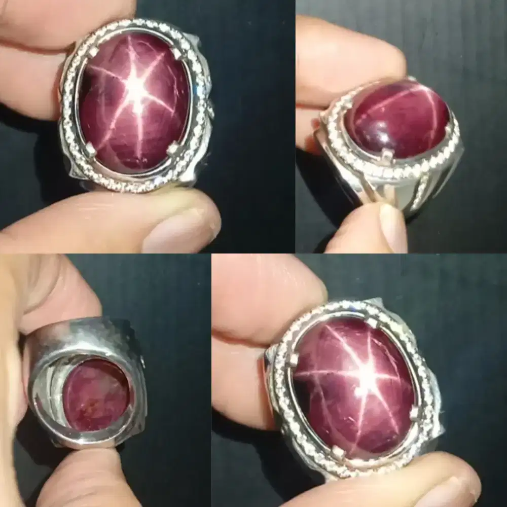 Natural Star Ruby Madagaskar 26.15 ct ring perak Handmade