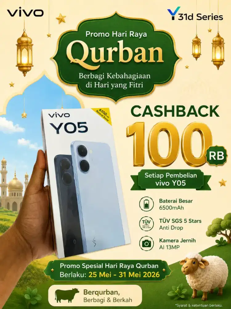 Vivo Y05 Ram 4/128 Promo Cashback Harga dan Berhadiah langsung
