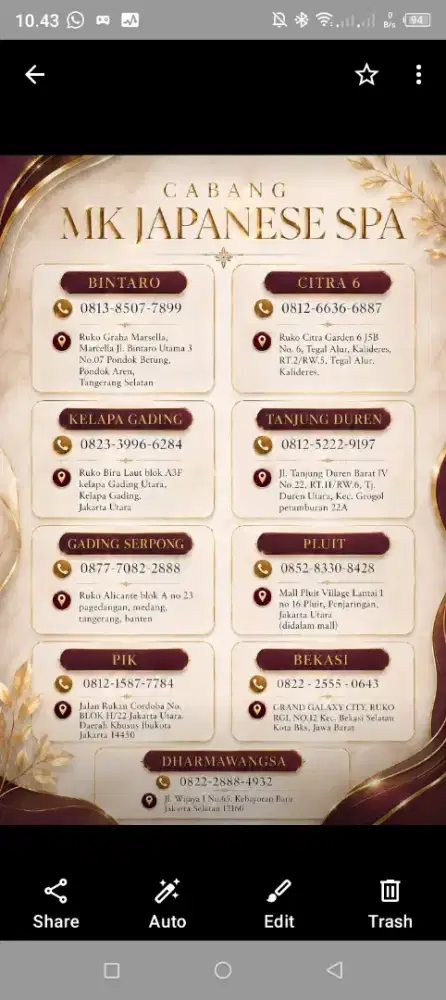 Terapis salon head spa utk Taman galaxy & Blok M.