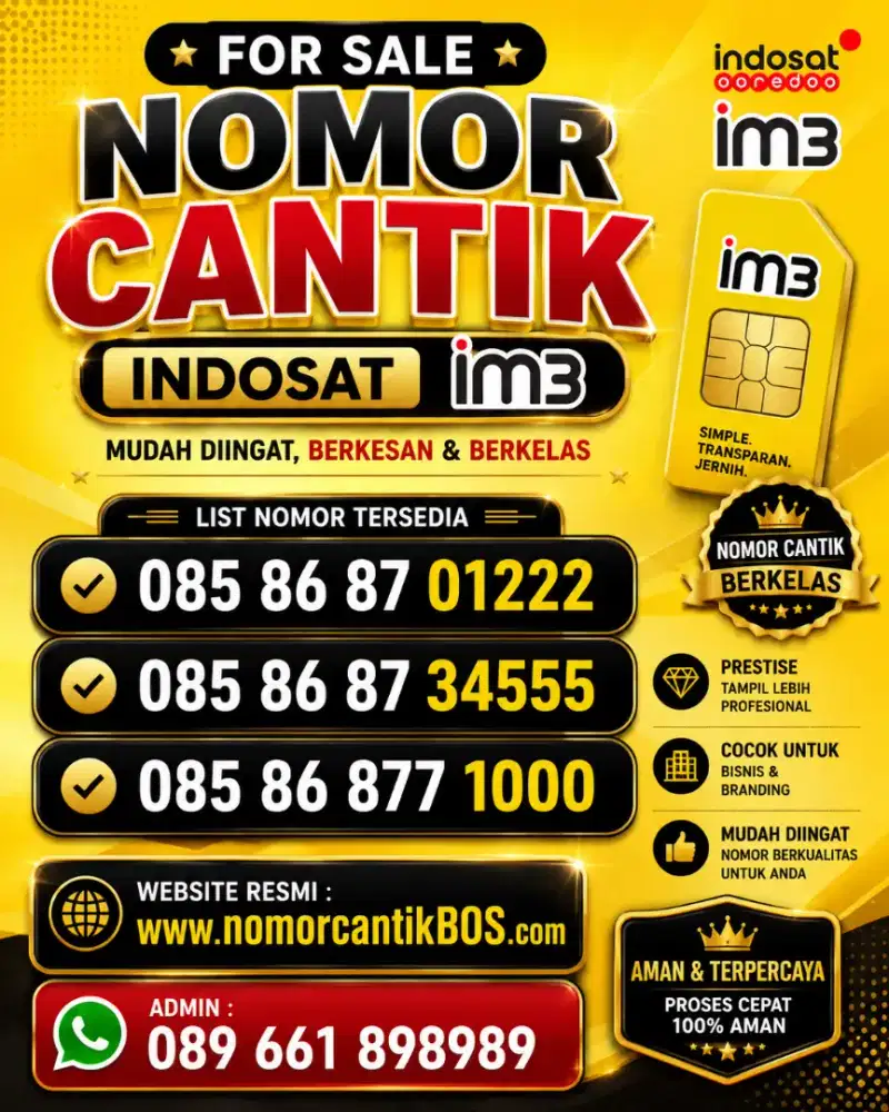 Perdana nomor cantik Indosat TRIPLE RAPI