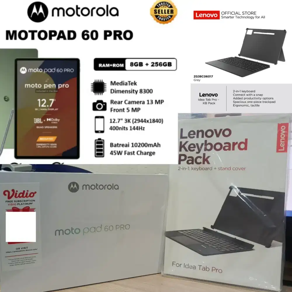 ‎Motorola MOTO PAD 60 PRO + LENOVO KEYBOARD PACK STAND & COVER