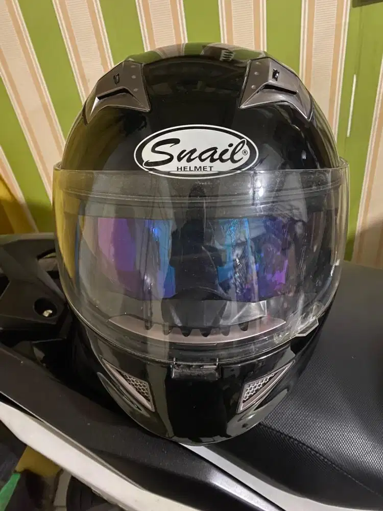 Snail Helmet Helm Modular M1 Double Visor Bening / Biru - Hitam