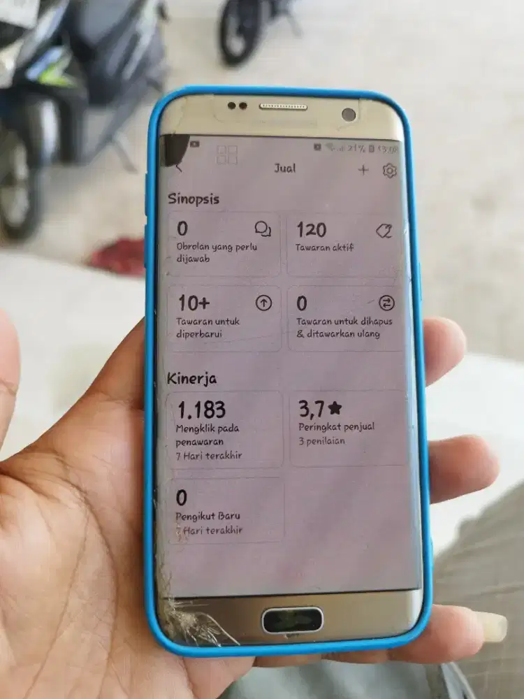 Samsung S7 edge ram 4/32 hp aja batangan minus LCD retak tompel hitam
