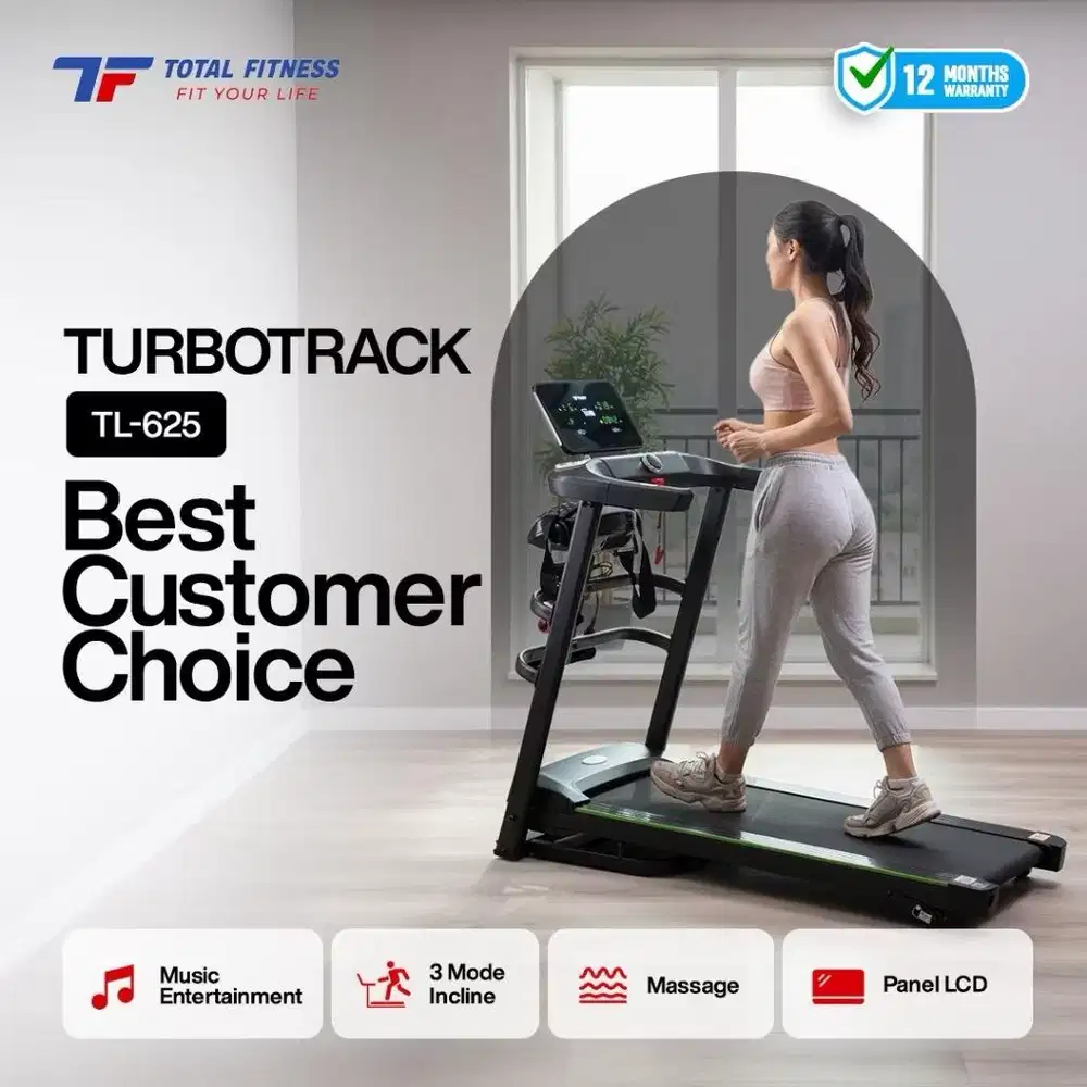 Jual Treadmill elektrik Total Fitness TL 625  Murah ORI multifungsi