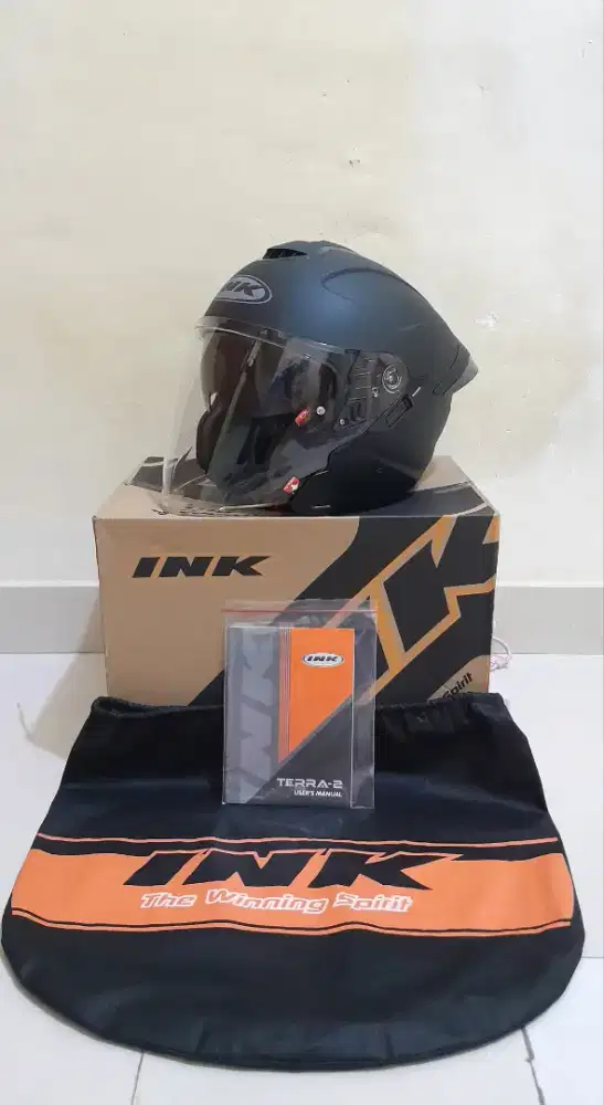HELM INK TERRA 2 HITAM DOFF. SIZE L. SECOND MULUS. BUSA BARU. LENGKAP