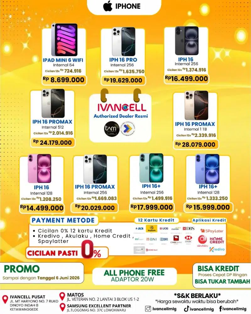 IPHONE 16 NEW SEGEL GARANSI RESMI 
FREE ADAPTER 20W CICILAN BUNGA 0%