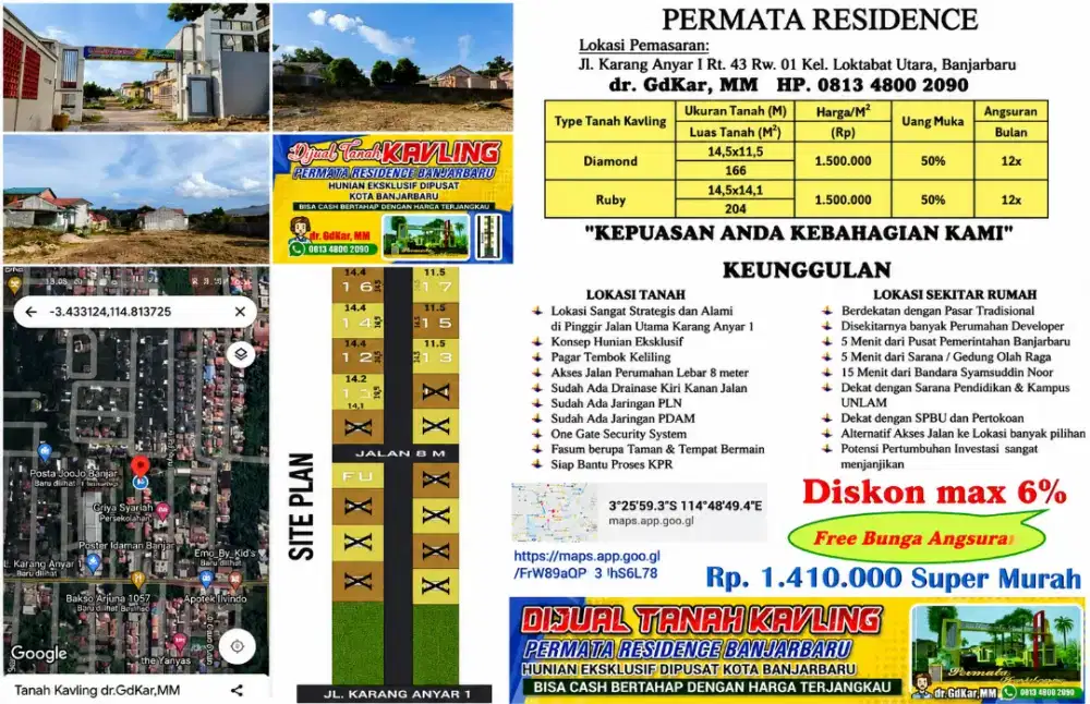 Jual Murah Tanah Kavling di Pusat Kota Banjarbaru