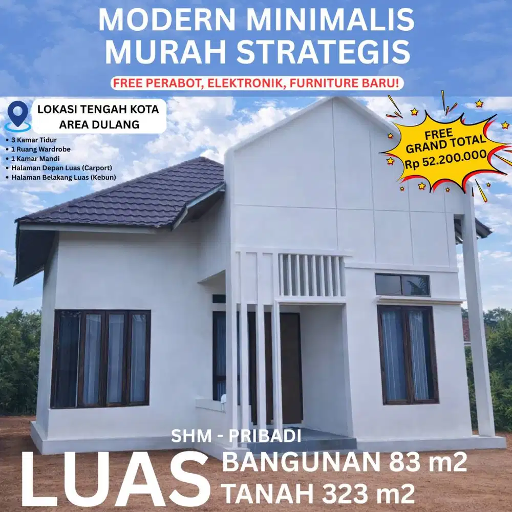 RUMAH MODERN-MINIMALIS-STRATEGIS-LUAS-MURAH
