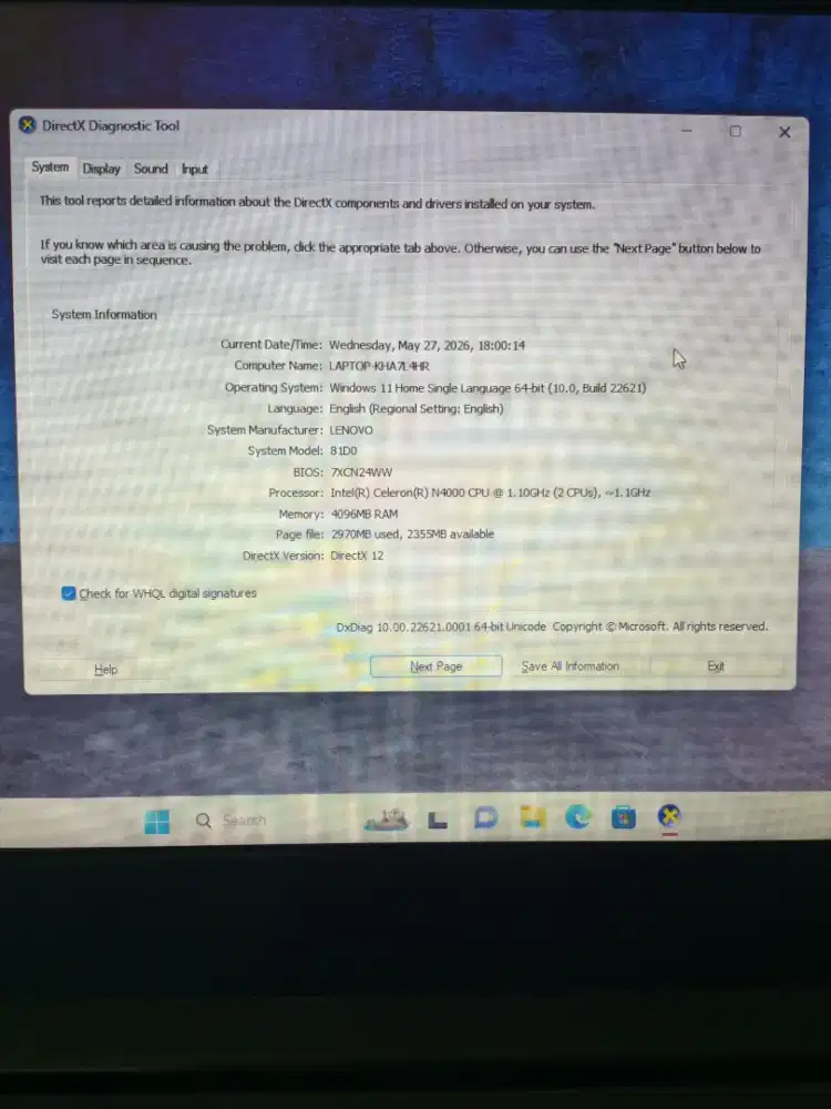 Laptop Lenovo Ideapad 330 ram 4 HDD 512