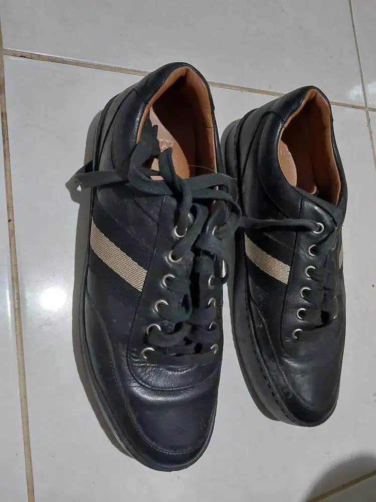 Black bally oriano leather sneakers