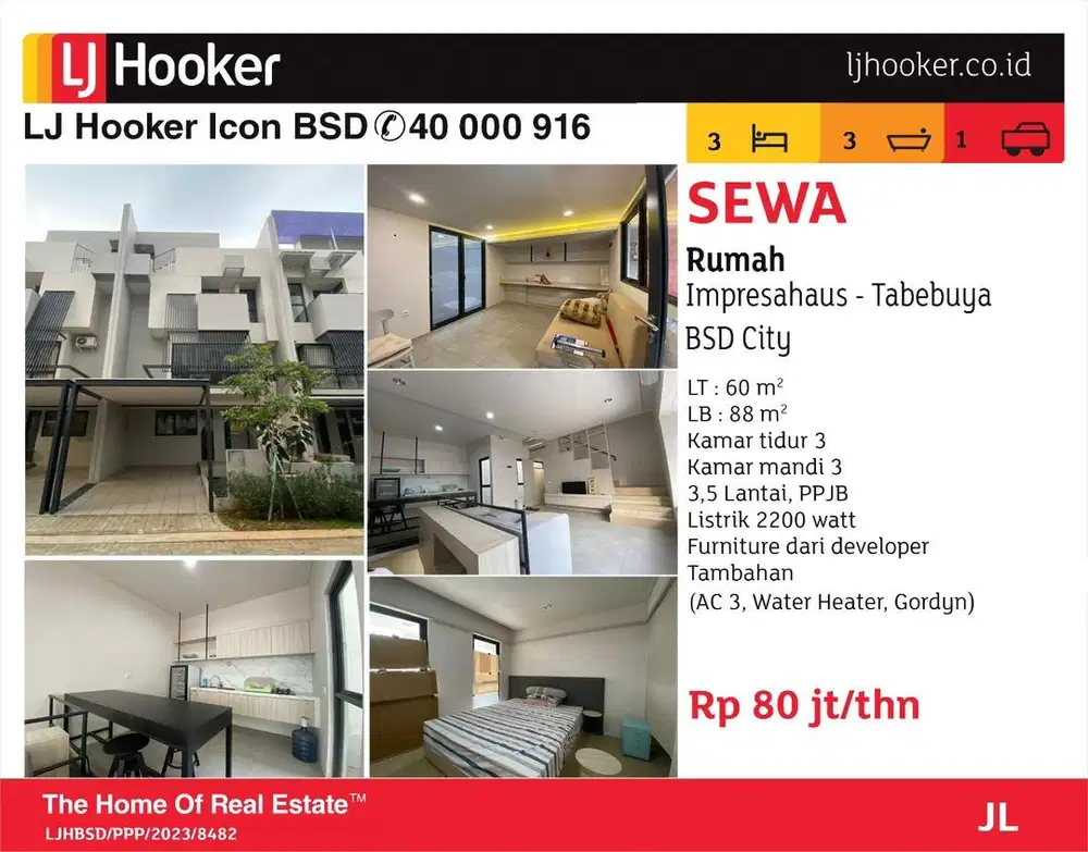 Disewakan Rumah Full Furnish di Tabebuya BSD City