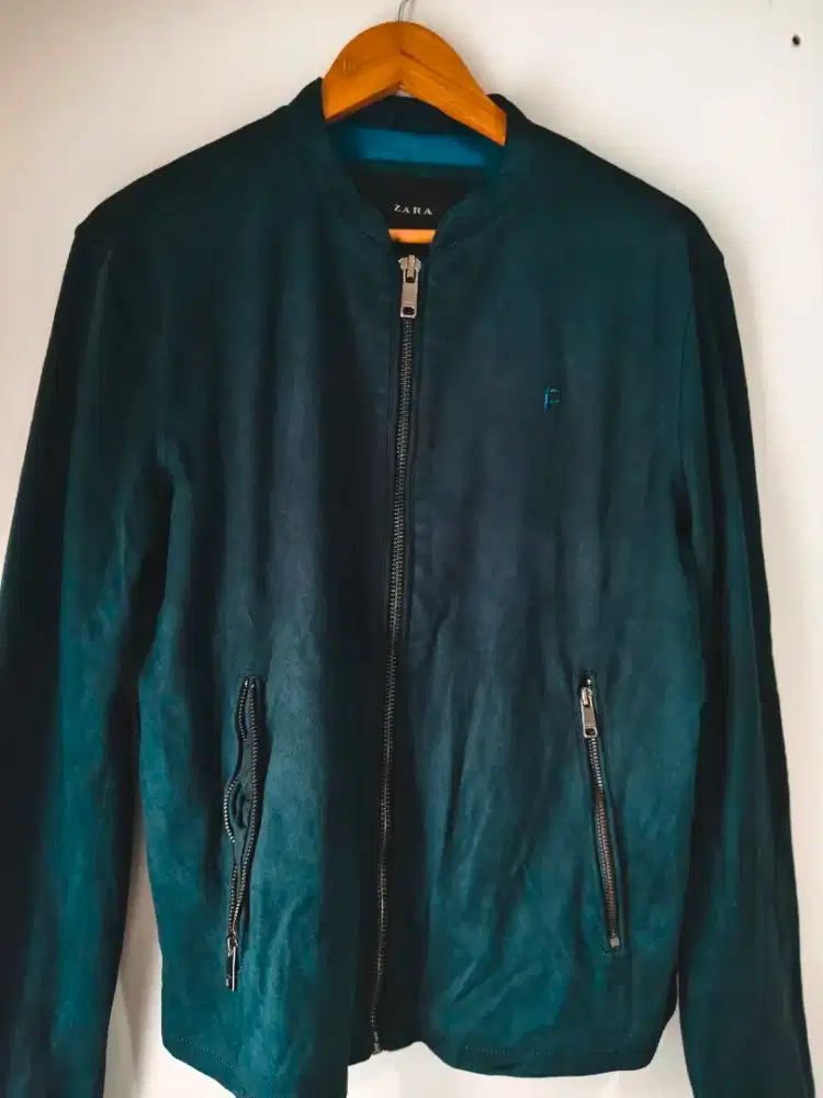 Jaket Zara suede blue navy L