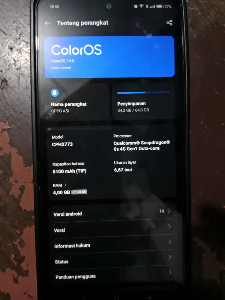 Oppo a5i ram 4/64