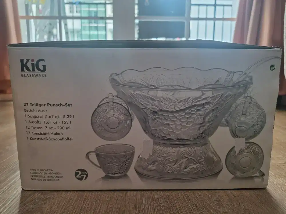 KIG Mangkok cocktail besar dan cangkir kaca