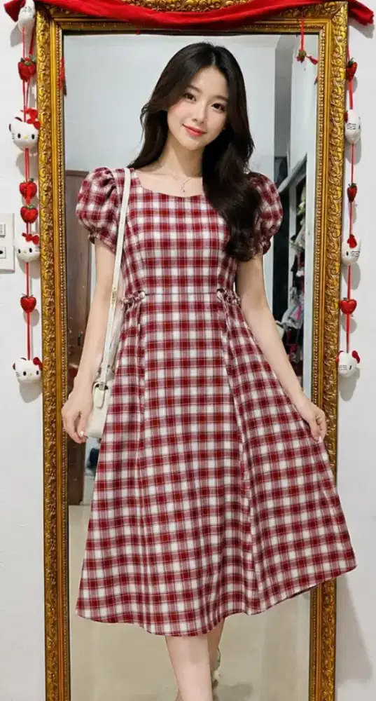Dress kotak merah