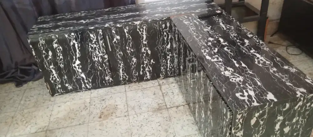 Meja kompor liter L bongkar pasang, dan bufet liter L bongkar pasang